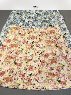 TWO J. Jill Floral Print Top in Light Blue, Pink, Yellow L-XL